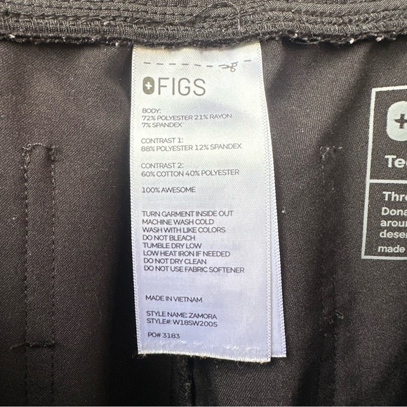 FIGS Zamora Jogger Scrub Pants Black M 6 Pockets Yoga Waistband Slim Fit - Picture 9 of 13